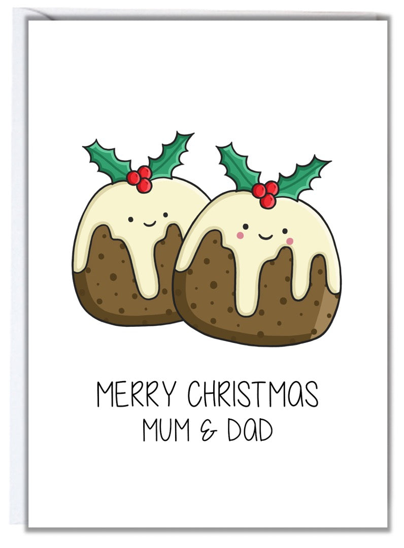 Pudding Mum & Dad Christmas Card