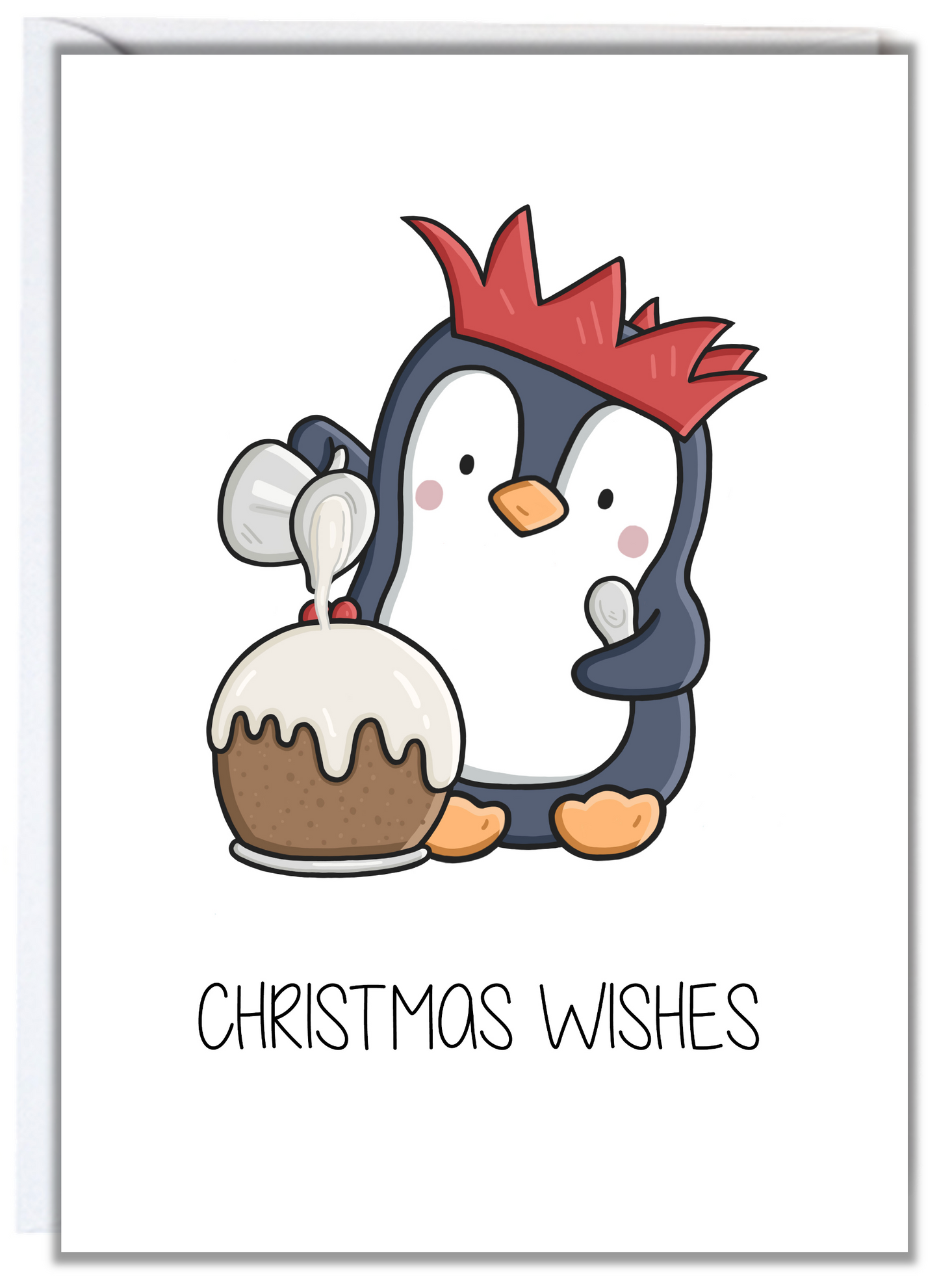 Penguin Pudding Christmas Card