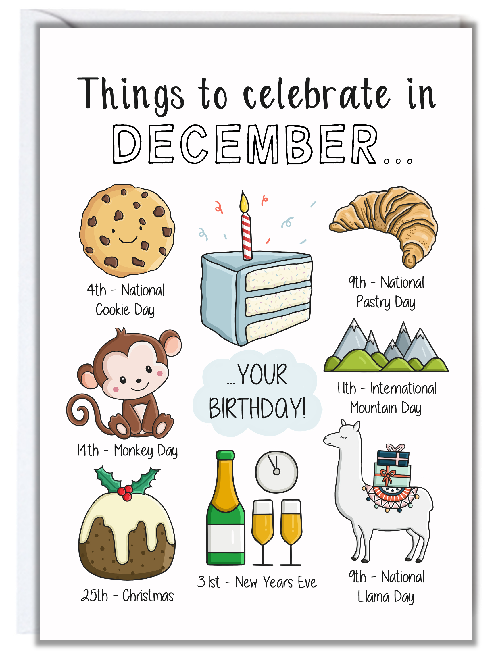 Printable December Card December Birthday Card – Creaternet