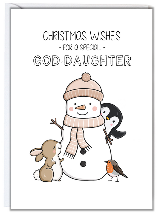Snowman God-Daughter Christmas Card