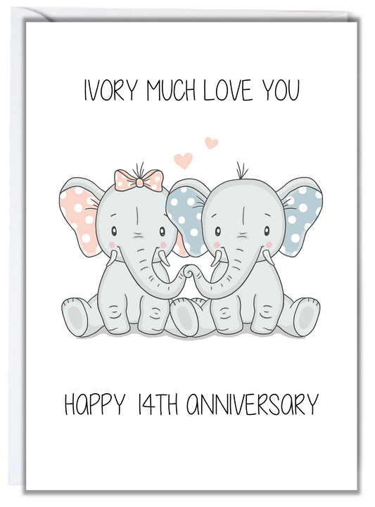 14th Anniversary Card (Ivory)