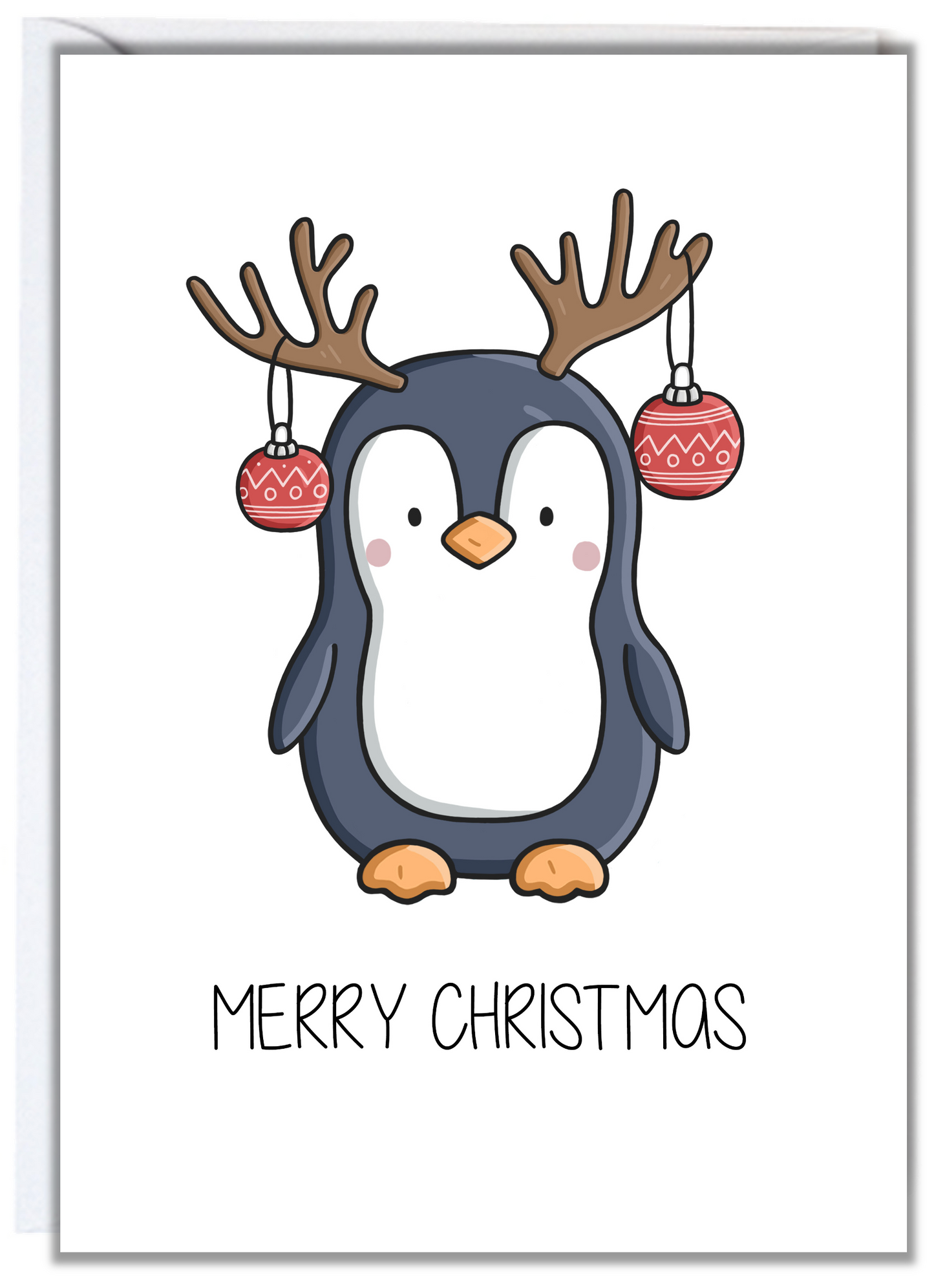 Penguin Reindeer Christmas Card